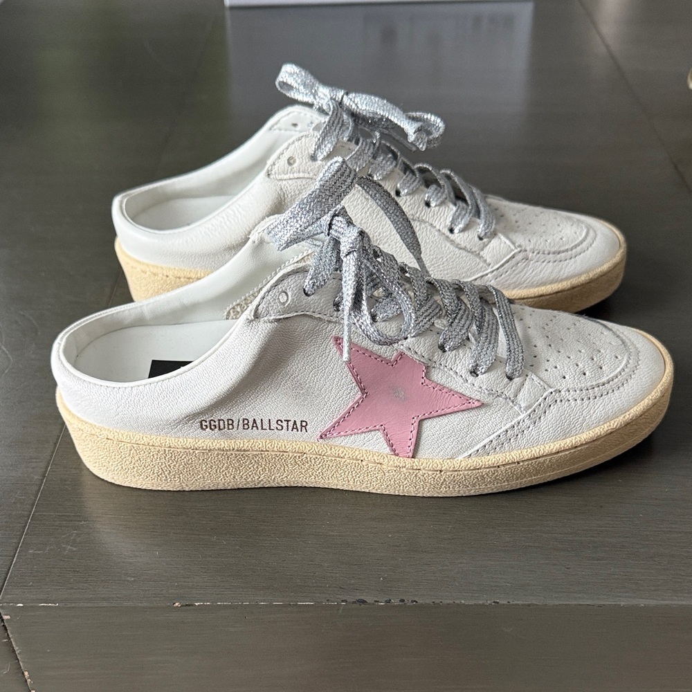GOLDEN GOOSE BALL STAR SABIT SLIP ON SNEAKERS IN OLD ROSE LEATHER 36